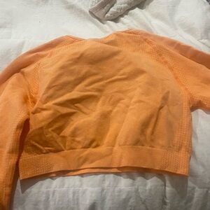 Bold Orange Textured Cropped Sweater